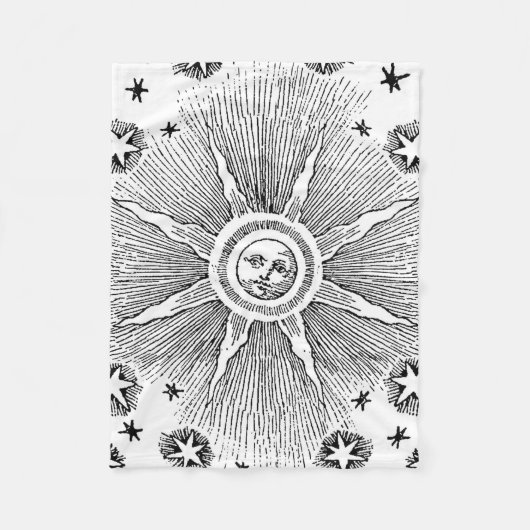 Sun Stars Antiek Nachtlucht Middeleeuwse Zodiac Fleece Deken (Voorkant)