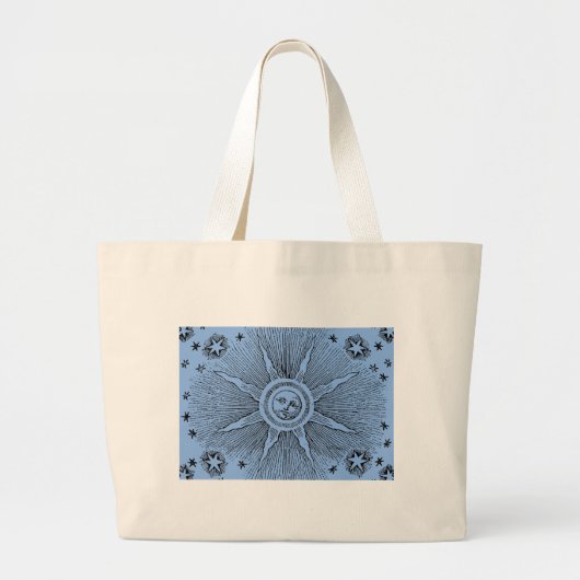 Sun Stars Antiek Nachtlucht Middeleeuwse Zodiac Grote Tote Bag (Voorkant)