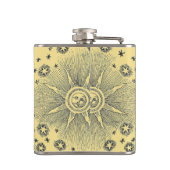 Sun Stars Antiek Nachtlucht Middeleeuwse Zodiac Heupfles (Achterkant)