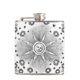 Sun Stars Antiek Nachtlucht Middeleeuwse Zodiac Heupfles