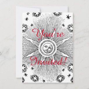 Sun Stars Antiek Nachtlucht Middeleeuwse Zodiac Kaart