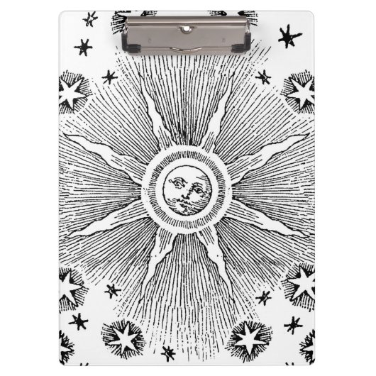 Sun Stars Antiek Nachtlucht Middeleeuwse Zodiac Klembord (Voorkant)