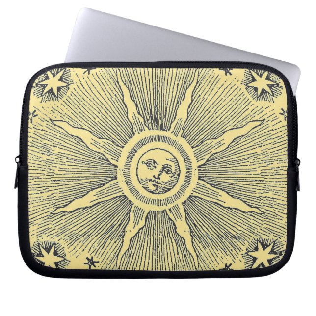 Sun Stars Antiek Nachtlucht Middeleeuwse Zodiac Laptop Sleeve (Voorkant)