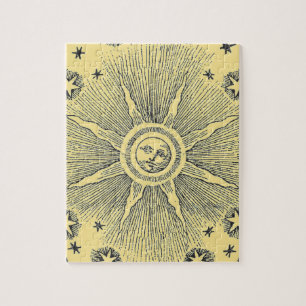 Sun Stars Antiek Nachtlucht Middeleeuwse Zodiac Legpuzzel