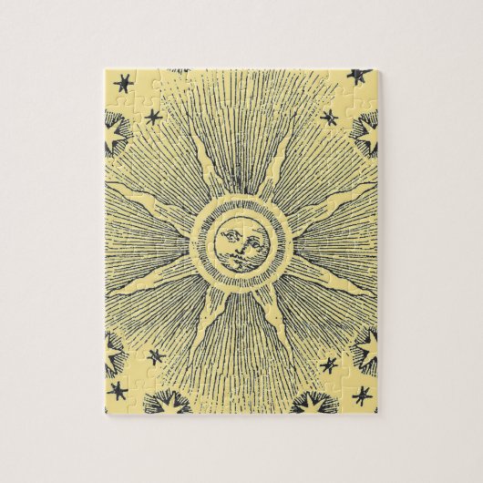 Sun Stars Antiek Nachtlucht Middeleeuwse Zodiac Legpuzzel (Verticaal)