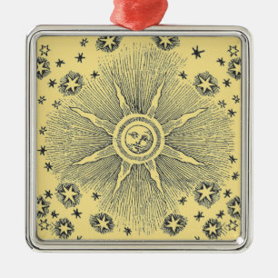 Sun Stars Antiek Nachtlucht Middeleeuwse Zodiac Metalen Ornament