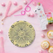 Sun Stars Antiek Nachtlucht Middeleeuwse Zodiac Papieren Bordje (Feest)