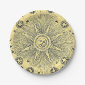 Sun Stars Antiek Nachtlucht Middeleeuwse Zodiac Papieren Bordje (Voorkant)