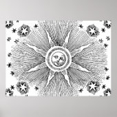 Sun Stars Antiek Nachtlucht Middeleeuwse Zodiac Poster (Voorkant)