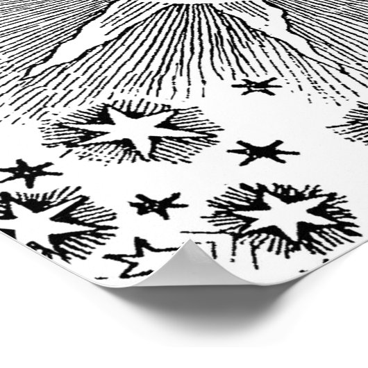 Sun Stars Antiek Nachtlucht Middeleeuwse Zodiac Poster (Hoek)