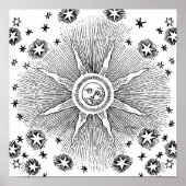 Sun Stars Antiek Nachtlucht Middeleeuwse Zodiac Poster (Voorkant)