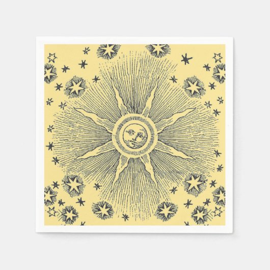 Sun Stars Antiek Nachtlucht Middeleeuwse Zodiac Servetten (Voorkant)