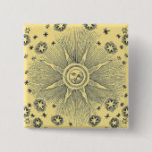 Sun Stars Antiek Nachtlucht Middeleeuwse Zodiac Vierkante Button 5,1 Cm (Voorkant)