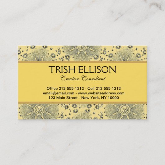 Sun Stars Antiek Nachtlucht Middeleeuwse Zodiac Visitekaartje (Voorkant)