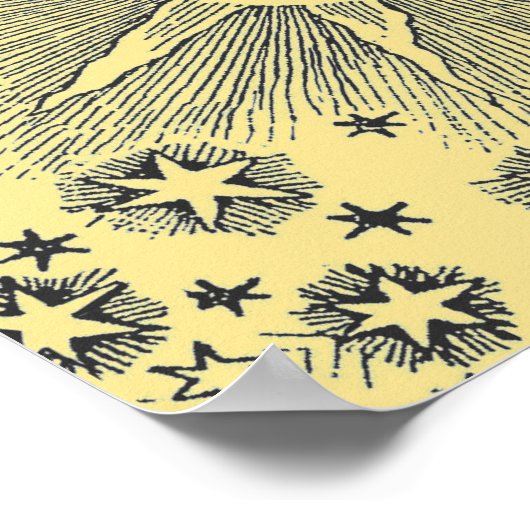 Sun Stars Celestial Antiek Sky Face Poster (Hoek)