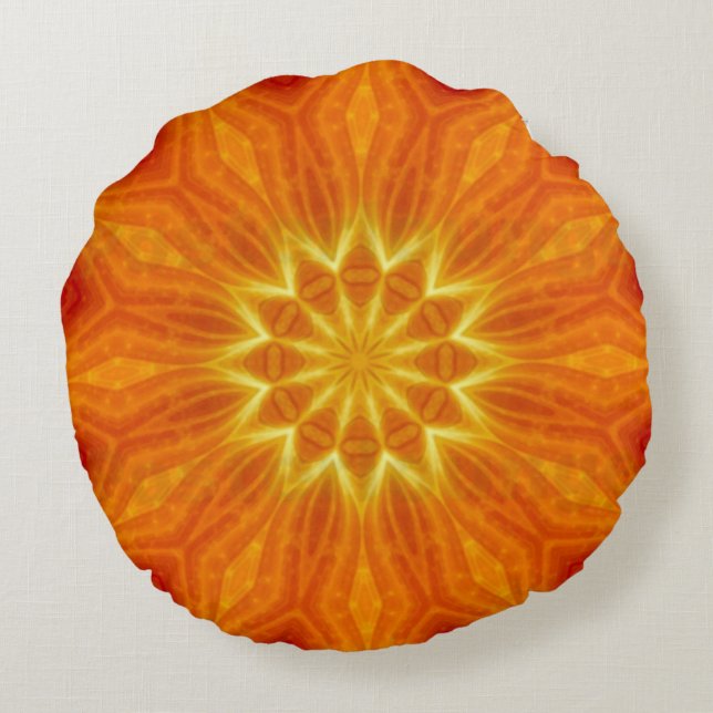 Sun Storm Star Mandala Round Pillow Rond Kussen (Achterkant)