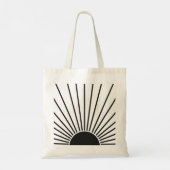 Sun Sunrise Black en White Abstract Sunshine Tote Bag (Achterkant)