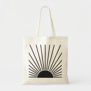 Sun Sunrise Black en White Abstract Sunshine Tote Bag