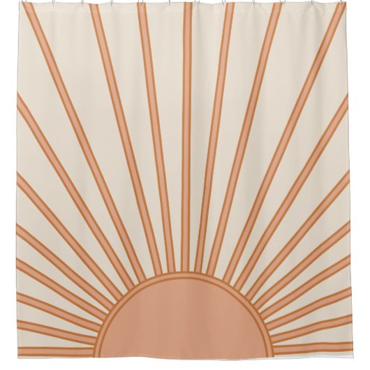 Sun Sunrise Earth Tones Terracotta Retro Sunshine Douchegordijn (Voorkant)