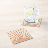 Sun Sunrise Earth Tones Terracotta Retro Sunshine Kartonnen Onderzetters (Insitu)