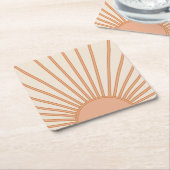 Sun Sunrise Earth Tones Terracotta Retro Sunshine Kartonnen Onderzetters (Schuin)