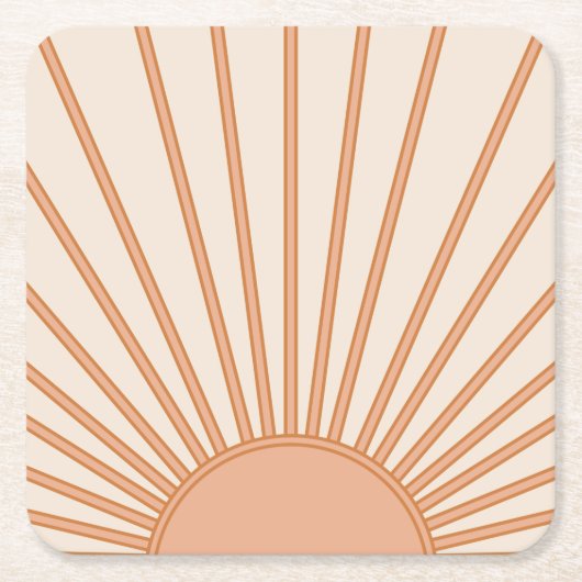 Sun Sunrise Earth Tones Terracotta Retro Sunshine Kartonnen Onderzetters (Voorkant)