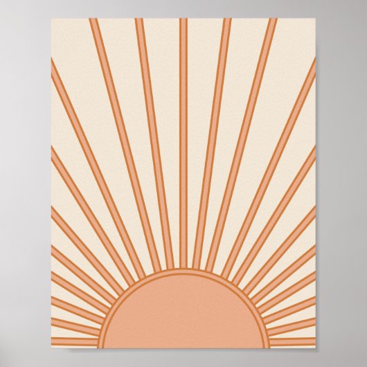 Sun Sunrise Earth Tones Terracotta Retro Sunshine Poster (Voorkant)