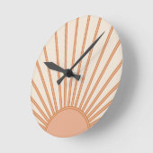 Sun Sunrise Earth Tones Terracotta Retro Sunshine Ronde Klok (Hoek)