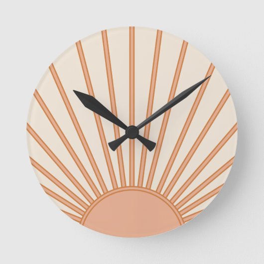 Sun Sunrise Earth Tones Terracotta Retro Sunshine Ronde Klok (Voorkant)