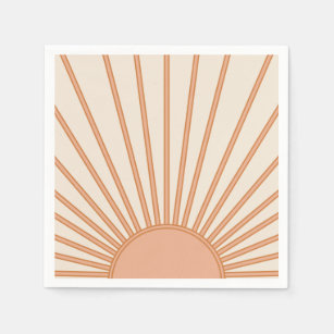 Sun Sunrise Earth Tones Terracotta Retro Sunshine Servet
