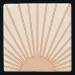 Sun Sunrise Earth Tones Terracotta Retro Sunshine Stenen Onderzetter<br><div class="desc">Sun Print - beige en aardtoon - Zonnezonnige,  moderne Abstracte geometrische zonnestraling.</div>
