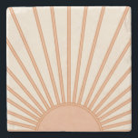 Sun Sunrise Earth Tones Terracotta Retro Sunshine Stenen Onderzetter<br><div class="desc">Sun Print - beige en aardtoon - Zonnezonnige,  moderne Abstracte geometrische zonnestraling.</div>