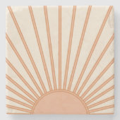 Sun Sunrise Earth Tones Terracotta Retro Sunshine Stenen Onderzetter (Voorkant)