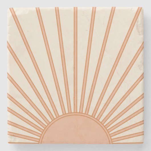Sun Sunrise Earth Tones Terracotta Retro Sunshine Stenen Onderzetter (Voorkant)