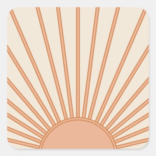 Sun Sunrise Earth Tones Terracotta Retro Sunshine Vierkante Sticker (Voorkant)