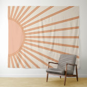 Sun Sunrise Earth Tones Terracotta Retro Sunshine Wandkleed (In Situ (horizontaal))