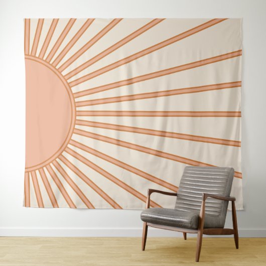 Sun Sunrise Earth Tones Terracotta Retro Sunshine Wandkleed (In Situ (horizontaal))