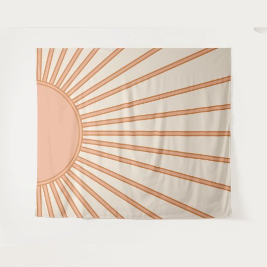 Sun Sunrise Earth Tones Terracotta Retro Sunshine Wandkleed (Voorkant (horizontaal))