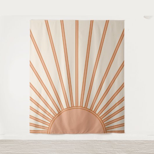 Sun Sunrise Earth Tones Terracotta Retro Sunshine Wandkleed (Voorkant)