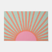 Sun Sunrise Green en roze Abstracte Retro Sunshine Deurmat (Voorkant)