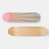 Sun Sunrise Green en roze Abstracte Retro Sunshine Persoonlijk Skateboard (Horizontaal)