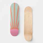 Sun Sunrise Green en roze Abstracte Retro Sunshine Persoonlijk Skateboard (Voorkant)
