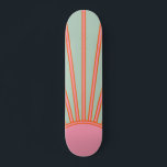 Sun Sunrise Green en roze Abstracte Retro Sunshine Persoonlijk Skateboard<br><div class="desc">Sun Print - Aqua / blauwgroen / groen en roze - Zonnezonneschijn,  moderne Abstracte geometrische zonnestraling.</div>
