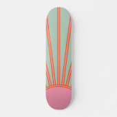 Sun Sunrise Green en roze Abstracte Retro Sunshine Persoonlijk Skateboard (Voorkant)