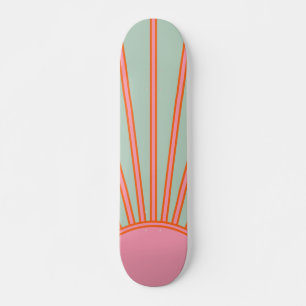 Sun Sunrise Green en roze Abstracte Retro Sunshine Persoonlijk Skateboard