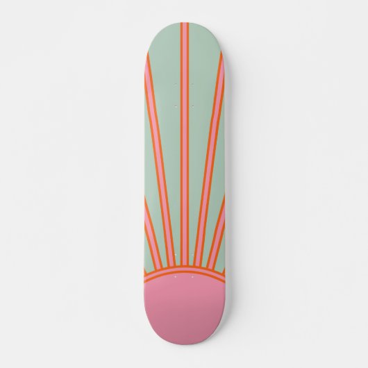 Sun Sunrise Green en roze Abstracte Retro Sunshine Persoonlijk Skateboard (Voorkant)