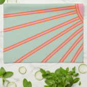 Sun Sunrise Green en roze Abstracte Retro Sunshine Theedoek (Gevouwen)