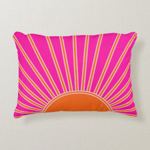 Sun Sunrise Hot Pink en Oranje Preppy Sunshine Accent Kussen