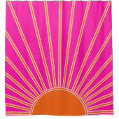 Sun Sunrise Hot Pink en Oranje Preppy Sunshine Douchegordijn (Voorkant)