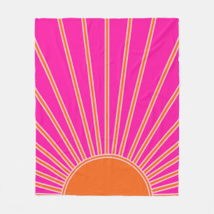 Sun Sunrise Hot Pink en Oranje Preppy Sunshine Fleece Deken